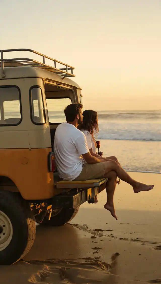 Friends on a 4WD tailgate at the beach, highlighting the secret track access and outdoor VIP rewards unlocked by the Sol Seeker collection.